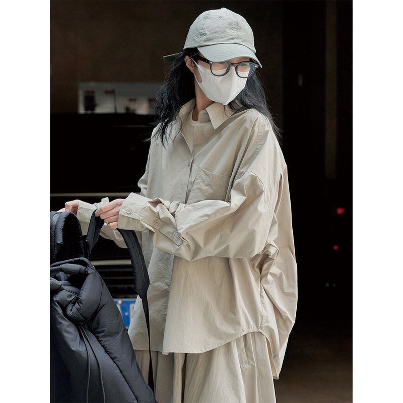 Lou Fu Summer New Japanese Mountain Style Outdoor Sports Silhouette Shirt Loose Slimming Layered Casual Top for Women