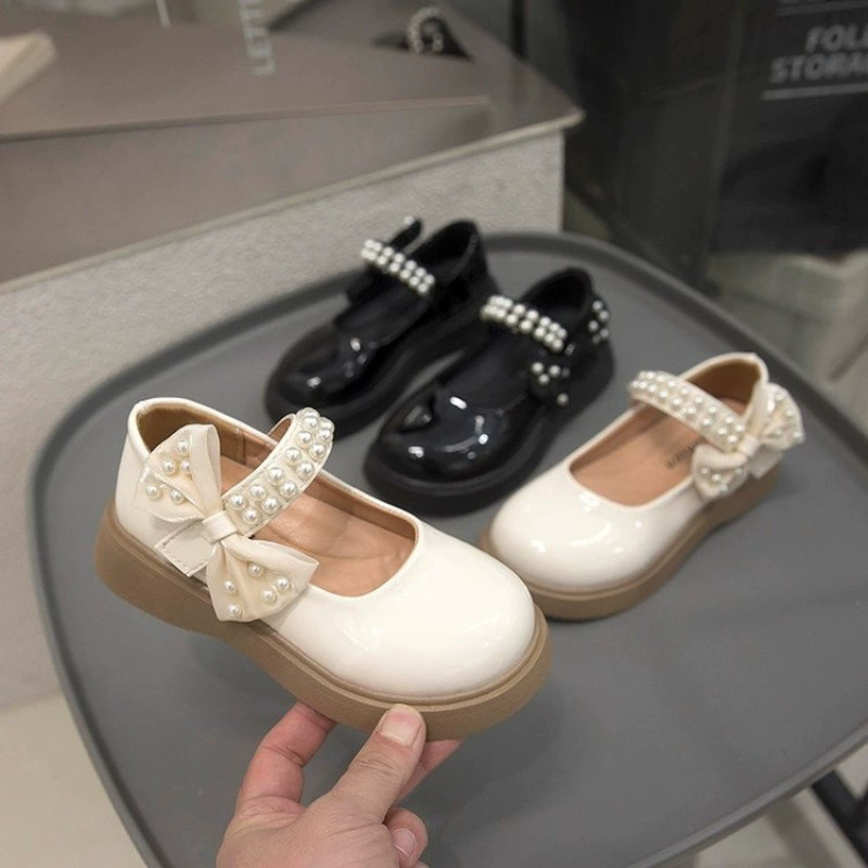 Детские элегантные нескользящие резиновые кожаные туфли PU Magic Tape для весны и осени, 12-18 лет