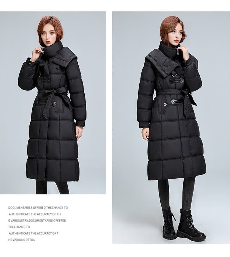 Dames gewatteerde winterjas met capuchon lange puffer jas_voghion.com