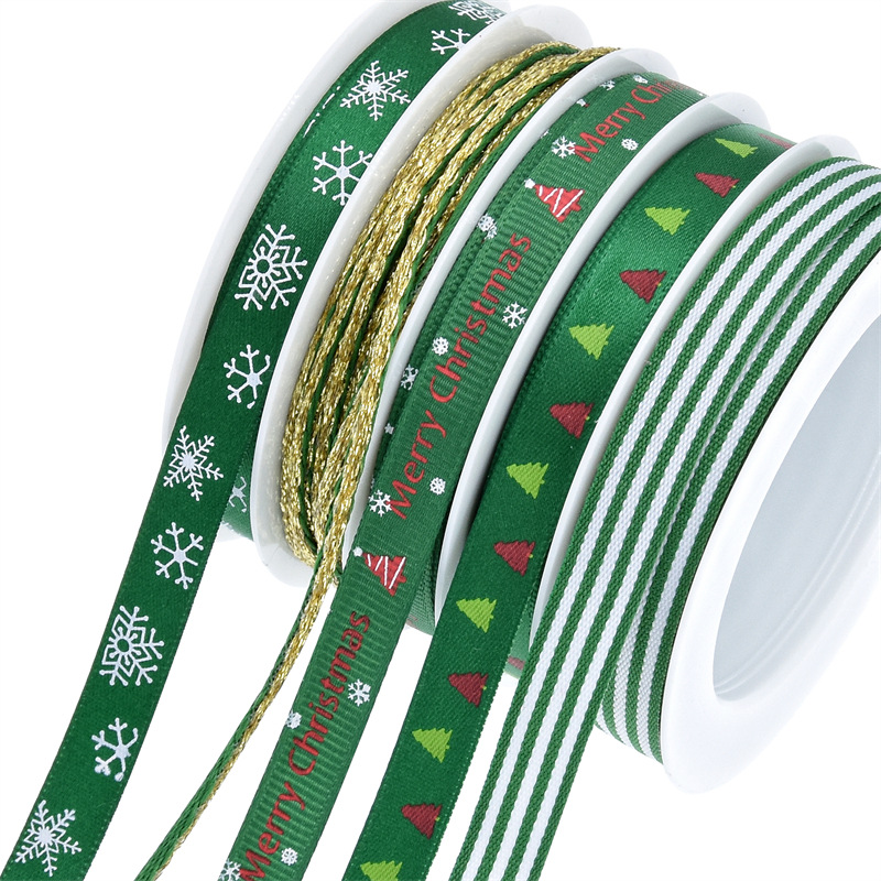 Amazon nuevo conjunto de cintas Rowan estriadas empaque de regalo decoración de Navidad impresa cintas de nieve