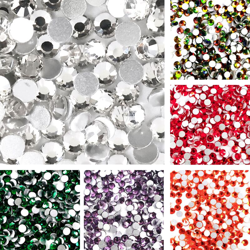 Cross-Border Glass Flat-Back Rhinestones DIY Colorful Round-Back Crystal King Fan Nail Art Rhinestone Accessories Loose Rhinestones 1440 Pieces