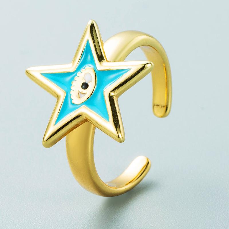 Einfacher SternformAugenKupfervergoldeter Ring Grohandel Nihaojewelrypicture6