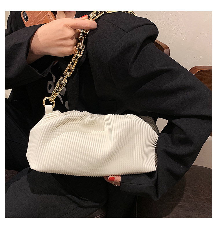 Polyester Lining Material Nihaojewelry Casual Solid Color Folds Single Shoulder Cross-body Thick Chain Handbags Wholesale