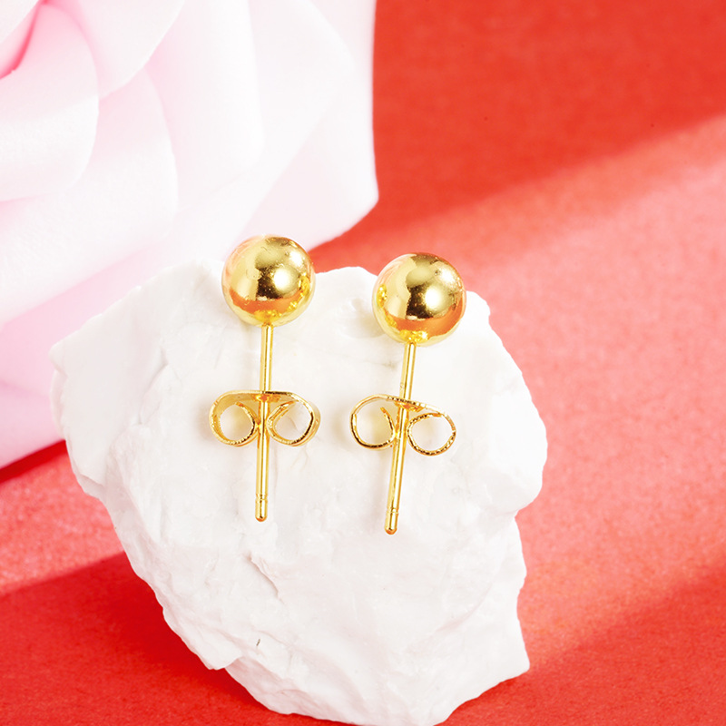 Vietnam arena oro pequeño grano redondo Stud pendientes Beanie pendientes versátil chica temperamento joyería brillante simple al por mayor