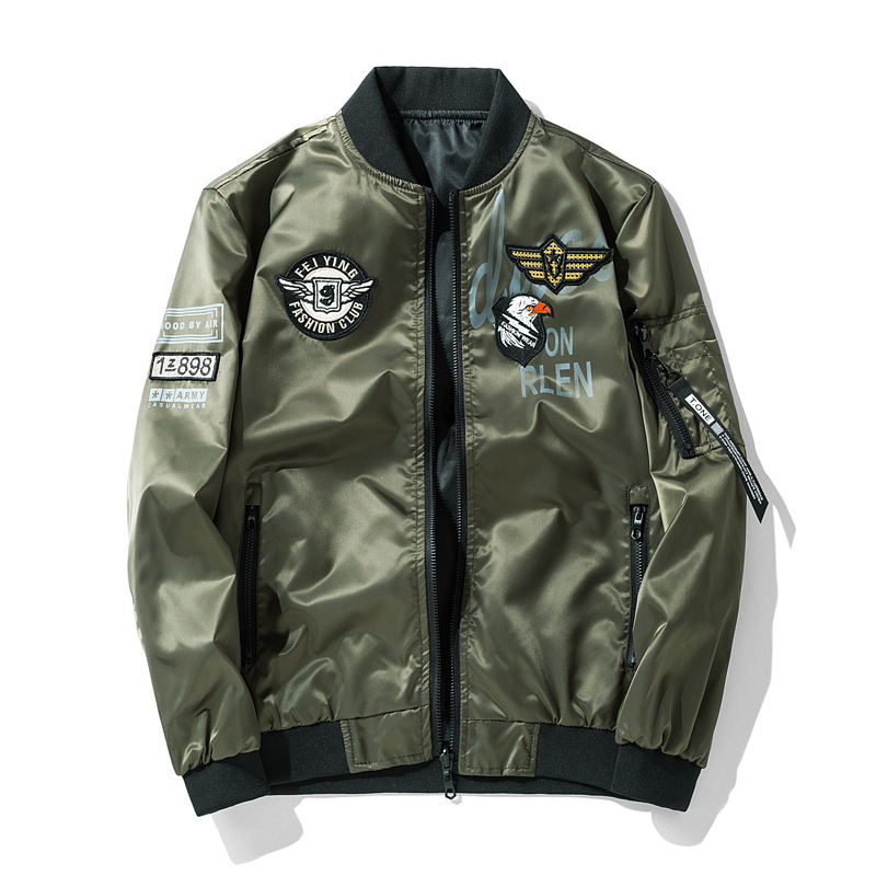 Chaqueta transfronteriza de piloto de estilo americano masculino chaqueta de marca de moda de primavera y otoño masculina doble cara vestir ropa de béisbol para aumentar el peso de la ropa masculina
