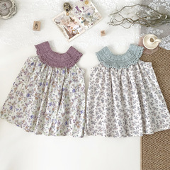 Cutemily Children's Summer Dress for Girls, Striped Round Neck Cotton Weave Hawaiian Tank Top Dress