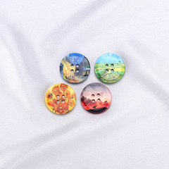 Resin oil painting print buttons for women's cashmere coats suits high-end buttons for children's clothes sweaters buttons accessories