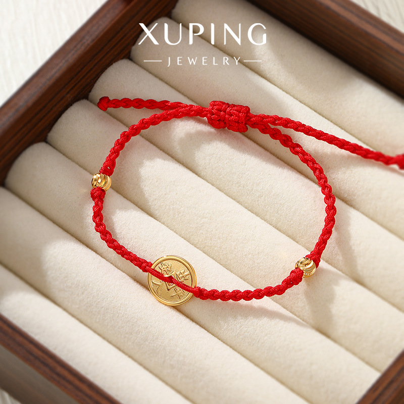 Joyas Xuping estilo simple tejido a mano pulsera de cuerda roja círculo geométrico lujoso ligero atmósfera joyas de Año Nuevo al por mayor