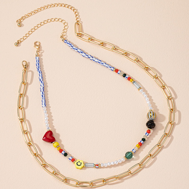 Ethnic Style Colored Beaded Sweater Necklace Female Thick Chain Sweater Chain Wholesale display picture 4