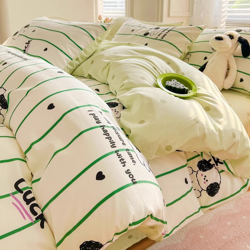 100 algodón cuatro piezas cubierta de cama 2025 nuevo dormitorio de estudiantes sábanas de tres piezas cubierta de cama