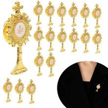 跨境十字胸针套装 多物品派对礼品包 包含12件金黄色女士男士胸针