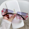 Rectangular small sunglasses suitable for photo sessions, European style, gradient