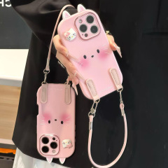 适用苹果17手机壳iPhone16ProMax可爱猫表情15/14支架13挂绳12/11