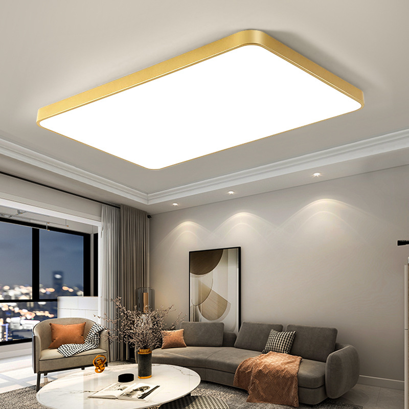 Luz de techo LED para sala de estar, diseño redondo minimalista moderno, elegante color dorado, adecuada para dormitorio, estudio, balcón, pasillo, iluminación de estilo ligero y lujoso.