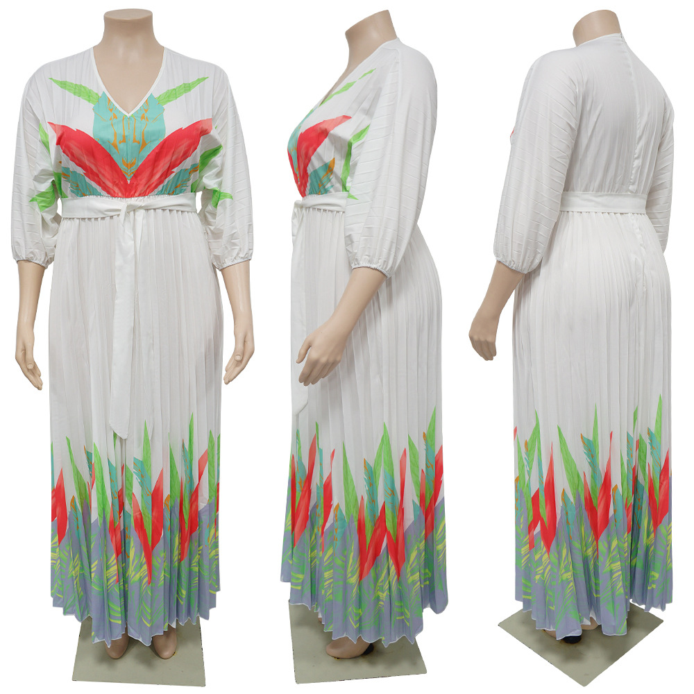 476g Weight Maxi Long Dress Dress Length Type Long Sleeve Sleeve Length Regular Dress Dresses Type Regular Sleeve Sleeve Type Woven, Spandex, Polyester Fabric Type High Waist Waist Line Daily Occasion V Neck Neckline Regular Fit Fit Type Printing Pattern Spring, Autumn Season Printing Design Elegant Style Wholesale Elegant Printing Printing Daily V Neck Long Sleeve Regular Dress 1