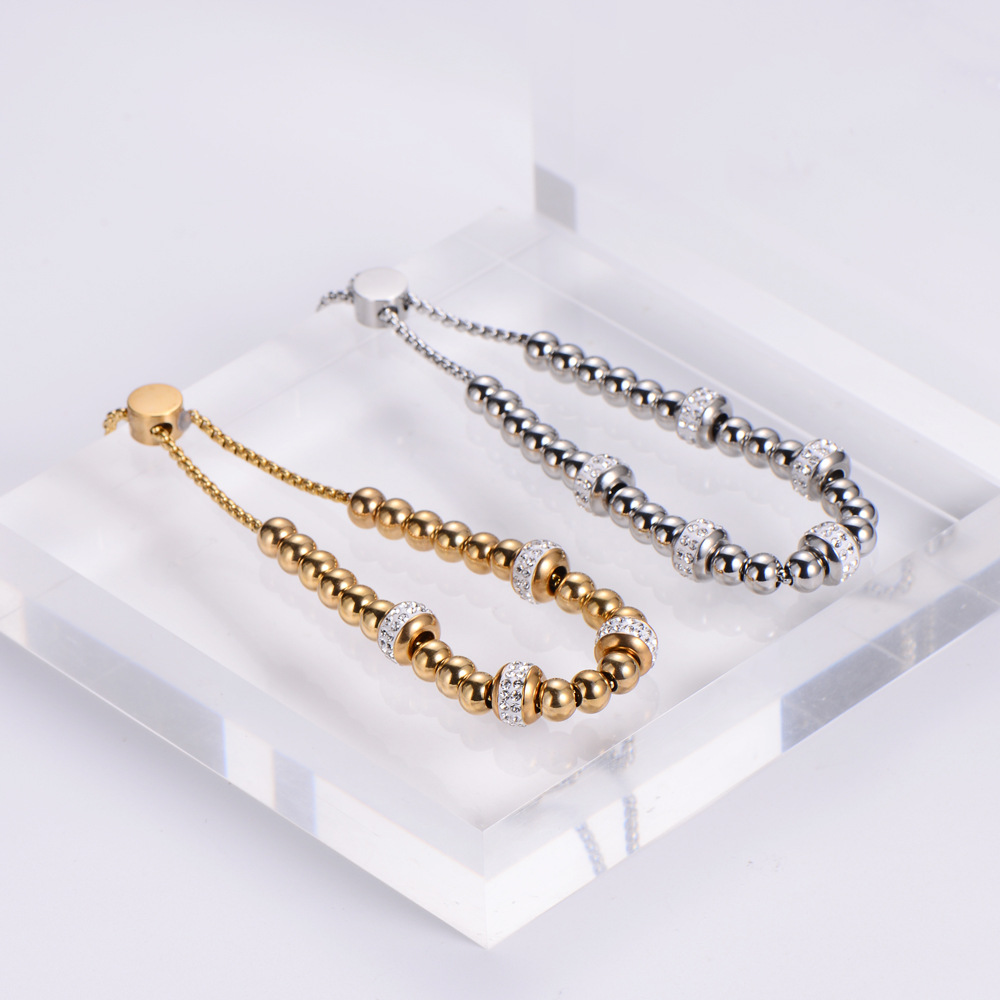 fashion diamond stainless steel beaded stitchin bracelet