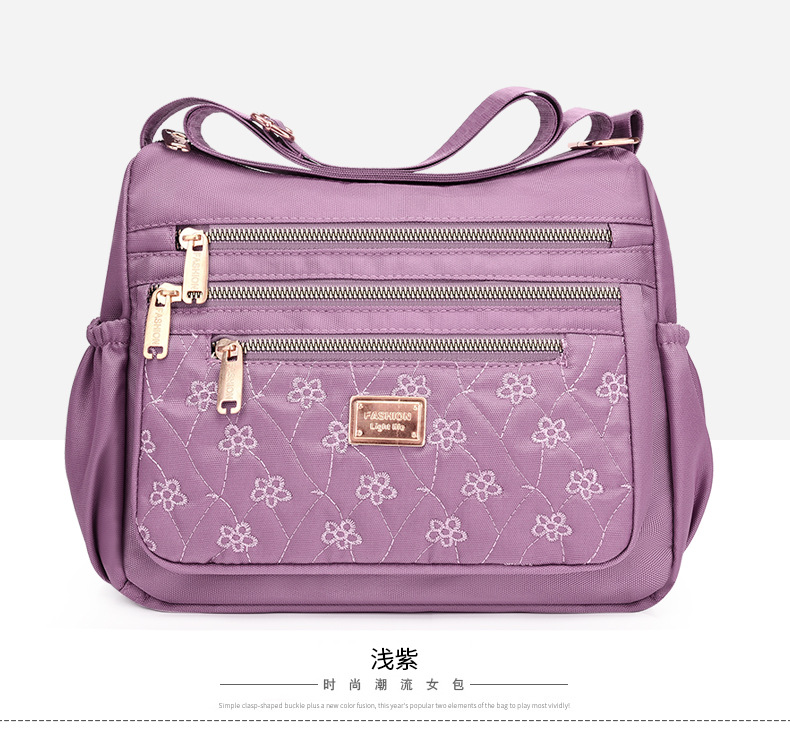 New women's crossbody bag, nylon embroidered shoulder bag, large-capacity multi-layer simple middle-aged mom bag undefined