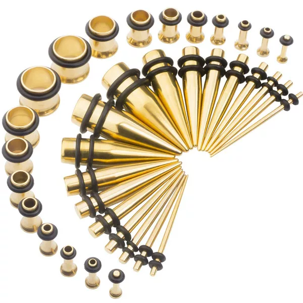 Stainless Steel pointed cone auricle 2-in -1 ear expansion 14-piece set Amazon popular cross-border dedicated to puncture jewelry