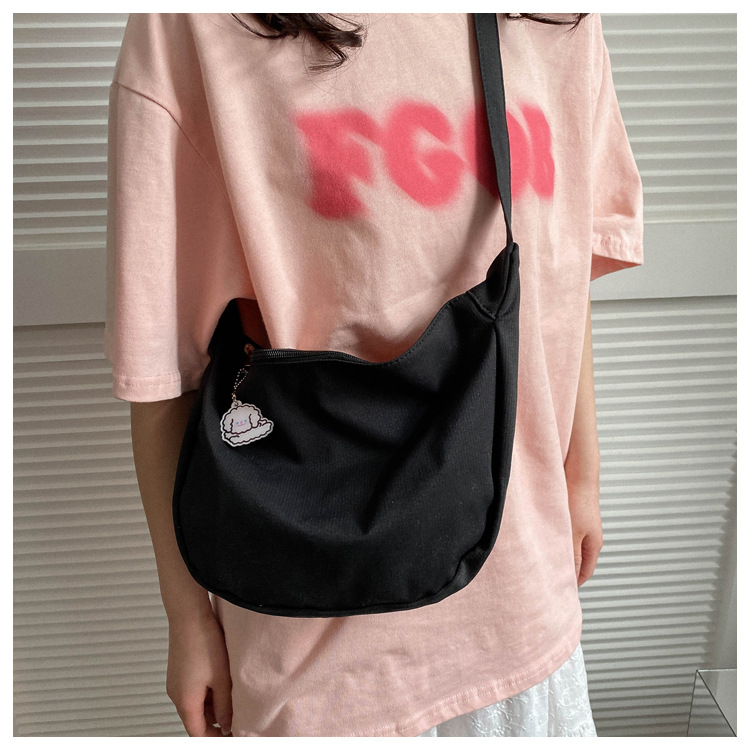 Large capacity canvas shoulder for women in spring summer 2023, new solid color, simple and fashionable casual bag,_voghion.com