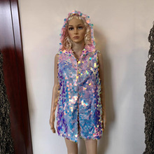 发光衣服外套亚马逊LED发光表演网红连帽亮片服女装夜店同款马甲