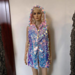 发光衣服外套亚马逊LED发光表演网红连帽亮片服女装夜店同款马甲