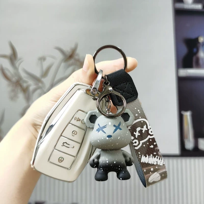 Car key bag, pro/icon Emgrand S/GL Xingyue L - geely-d-smart-4-key-milk-white-single-set-fashion-violent-bear-pendant