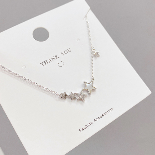 Korean style fashionable five-pointed star necklace for women, real gold-plated shell clavicle chain, niche design, light luxury necklace jewelry trend