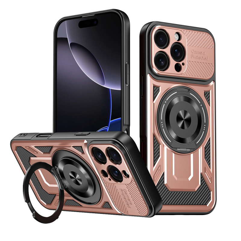 国境を越えた適用 iPhone16PROMAX 携帯電話ケース、優れた肌の感触、回転スタンド、磁気吸引、Apple 15 落下防止ハード|undefined