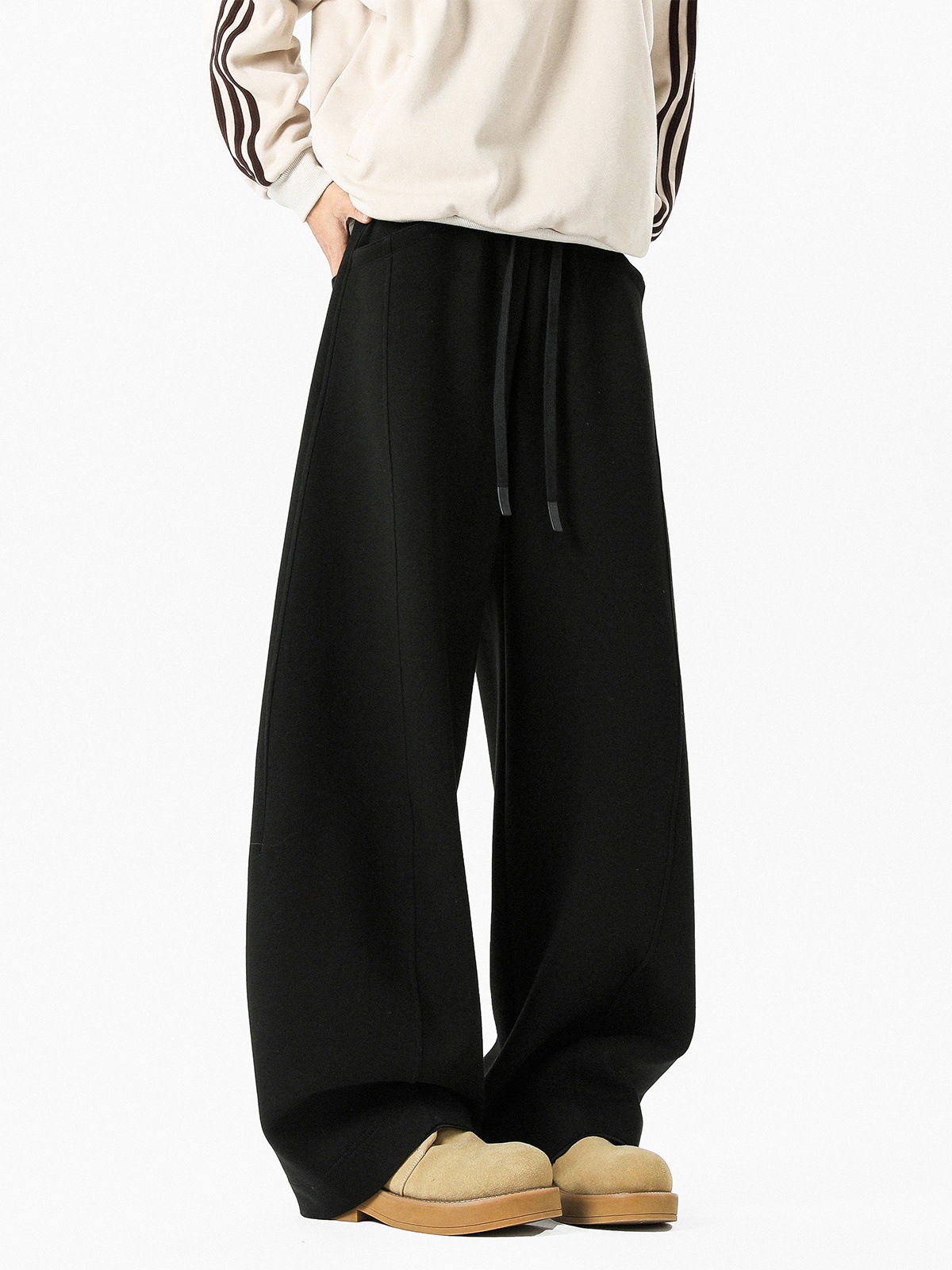 Pantalones deportivos sueltos pesados caídos pantalones casuales de caída de cimeta para hombres pantalones rectos de estilo americano de alta calle