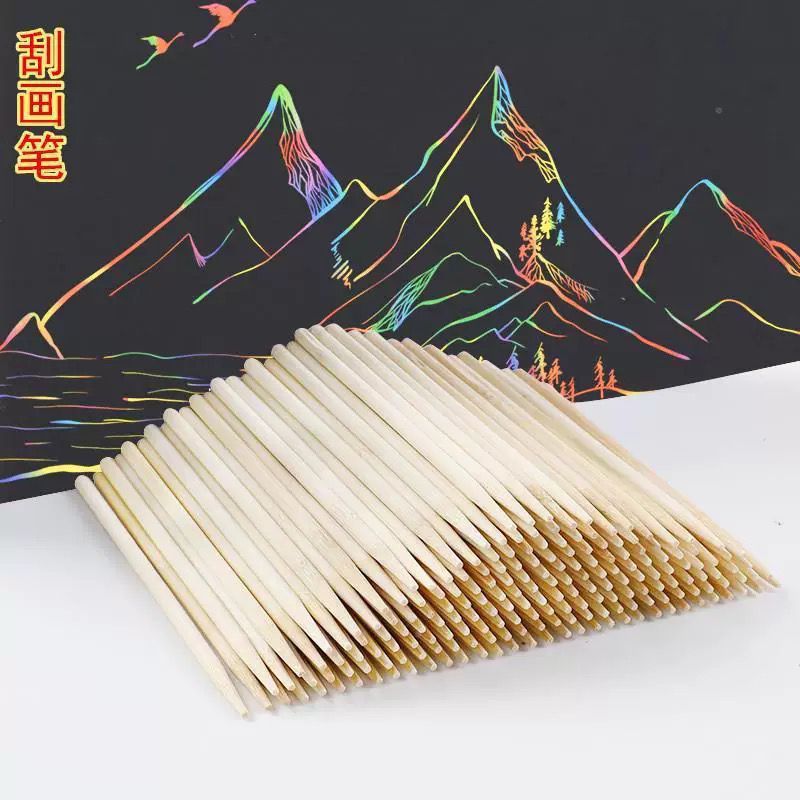 Scratch Painting Pen, Blow Molding Board, Bamboo Pen, Scratch Crayon, Children's Painting Bamboo Stick, DIY Scratch Painting Stick, Multi-Functional Art Tool