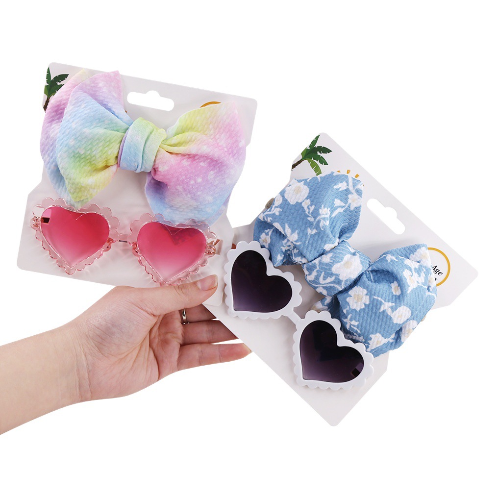 Nuevos niños gafas de sol diadema combinación conjunto moda dibujos animados bebé juguete sombrilla poliéster impreso banda pelo