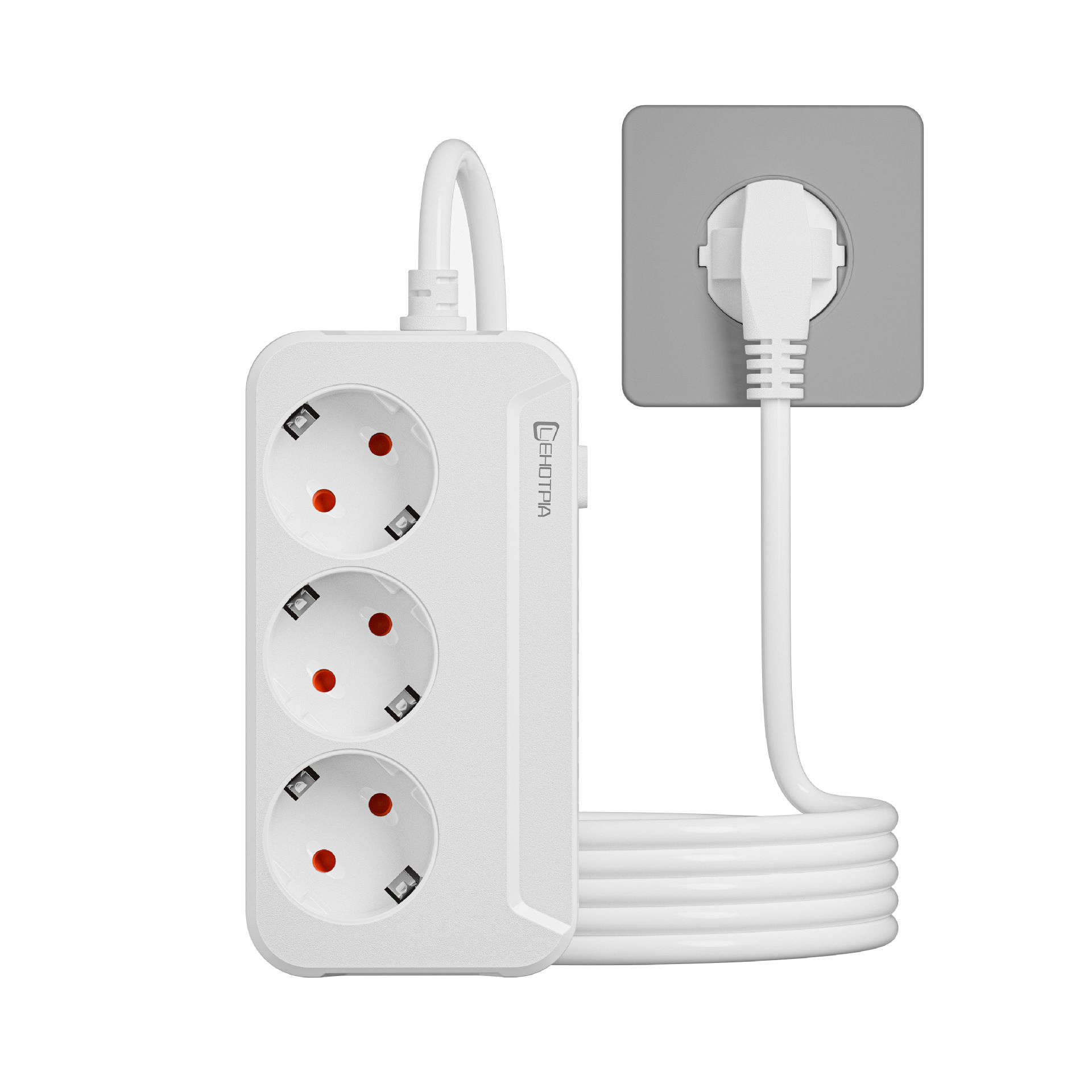 Enchufe transfronterizo negro / blanco de 1.8m de material de PC con USB