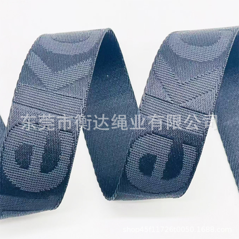 Personalizado poliéster mate monocromático cóncava oscuro jacquard correa de tela bolsas zapatos sombreros cinturón bolsas cinturón cinturón cinturón de mano correa de tela