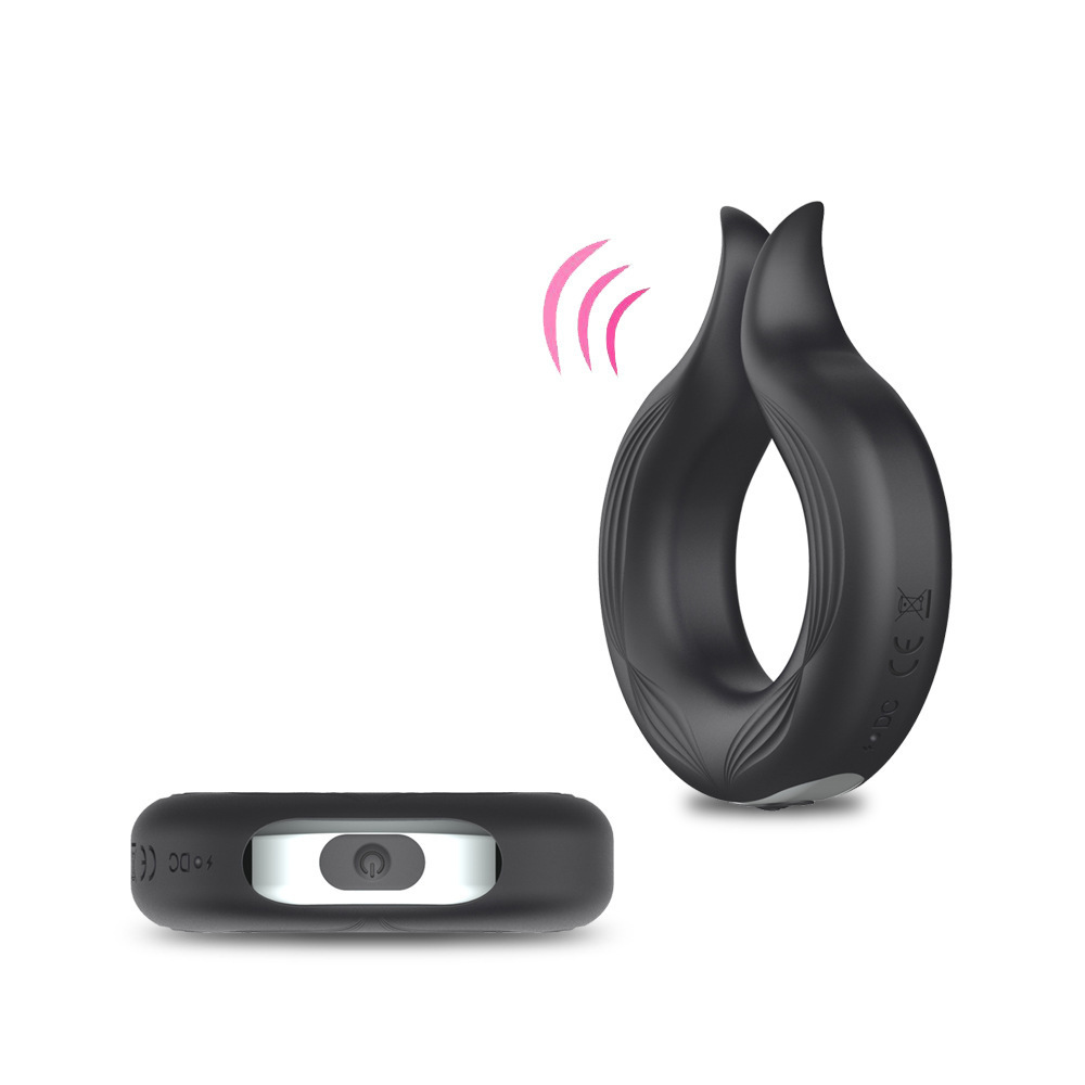 Rechargeable Vibrating Prostate Massager with Locking Ring, Silicone, Black — detail image 2