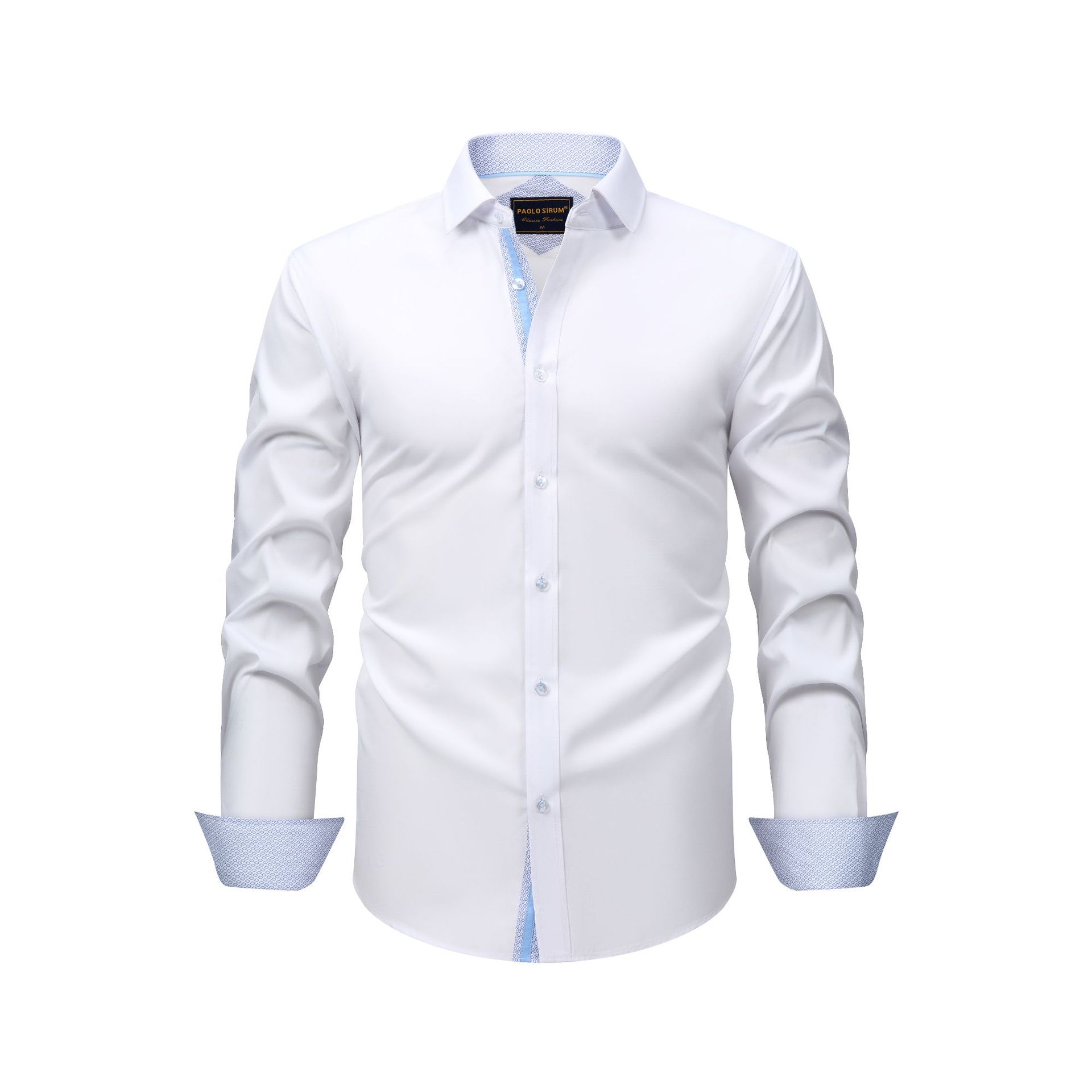 Camicia da uomo a maniche lunghe elasticizzata a quattro lati con risvolto, taglia europea, casual, coordinata, da uomo_voghion.com