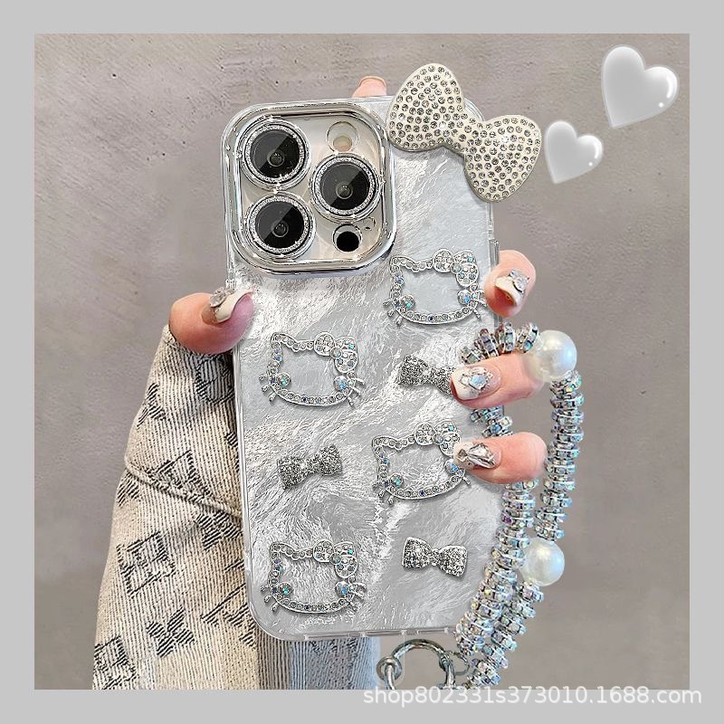 Ins Wind Rhinestone Cat opporeno12/13 Bracelet A5PRO Bow vivox200 Phone Case
