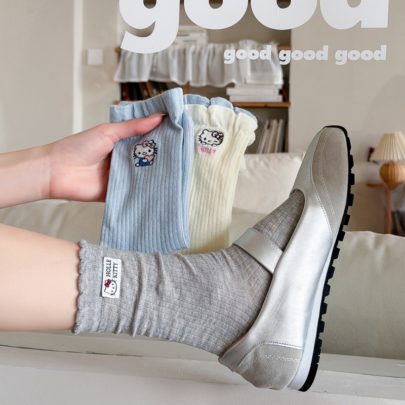 Spring and Summer New Japanese-Style Silver Polka Dot Slouch Socks, Cream-Colored, Fairy-Style, Simple, Breathable, Seamless Mid-Calf Cotton Socks Spring and Summer New Japanese-Style Silver Polka Dot Slouch Socks, Cream-Colored, Fairy-Style, Simple, Breathable, Seamless Mid-Calf Cotton Socks