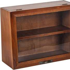 木质桌面马克杯子收纳盒玻璃茶具展示柜化妆品置物架口红防尘