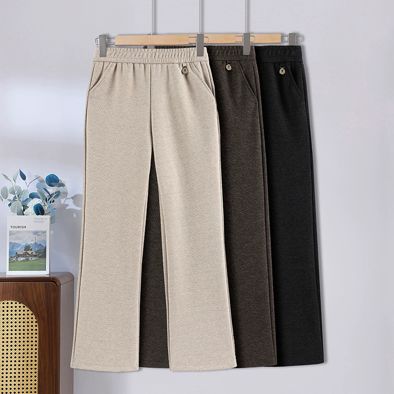 Мамы шерстяные брюки осенью и зимой плюшевые толстые брюки среднего и пожилого возраста женские зимние брюки с высокой талией повседневные брюки среднего возраста