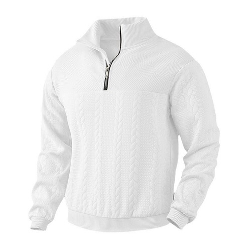 Autumn and winter men's sweater jacquard 8-character stand-neck pullover loose casual semi-zipper top coat