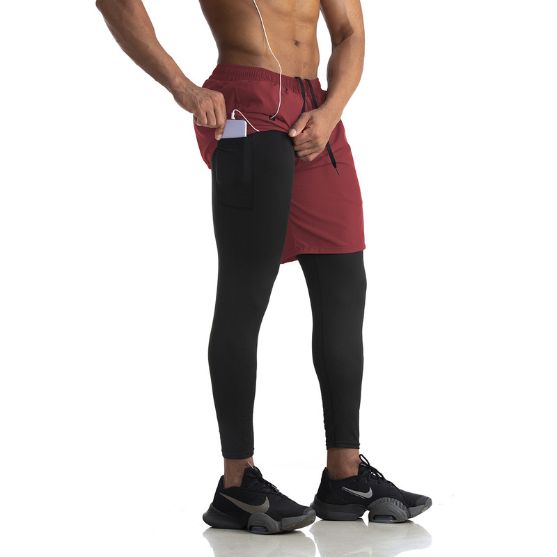 Men's Sports Tight Pants Fake Two-piece Pants Casual Quick-drying Fitness Pants Sports Pants Running Training Basketball Pants