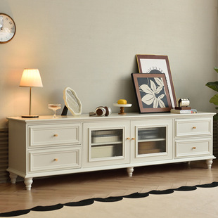 Wholesale American Solid Wood Tv Cabinet Coffee Table Combination Retro Simple White American Country Living Room Floor-Standing Tv