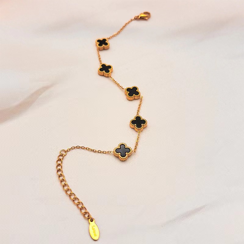 Brand chain stainless steel, one bead bracelet, jewelry, four-leaf clover, simple and elegant design, 9mm 4