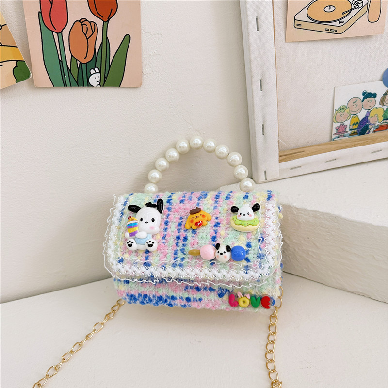 Moda Chanel estilo del todo-fósforo de los niños bolsa de moda de las mujeres de la Tela Escocesa pequeña bolsa cuadrada simple de dibujos animados bebé accesorios bolso bolsa