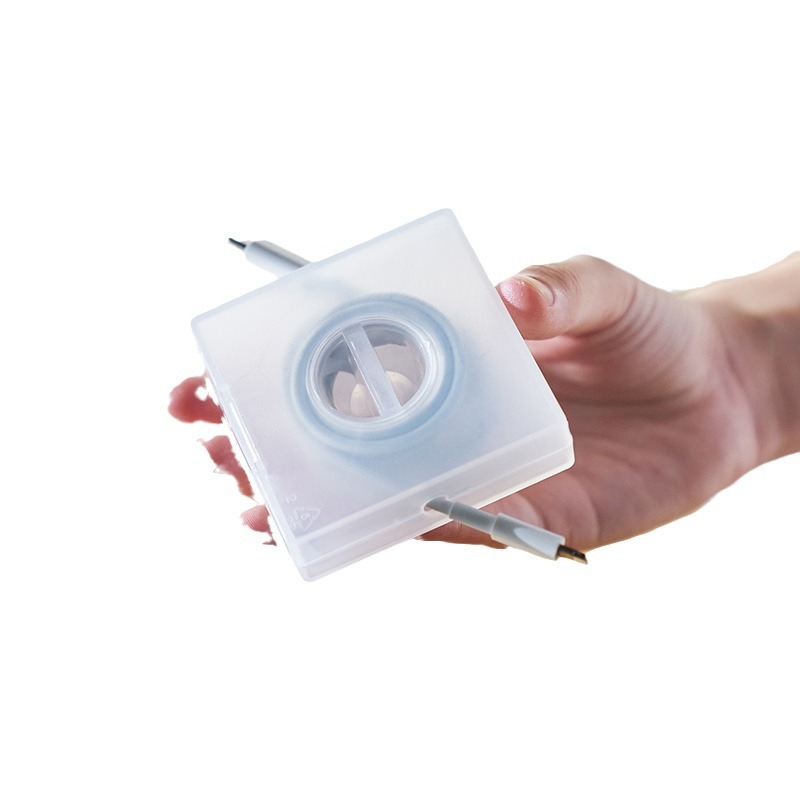 Escritorio a prueba de polvo almacenamiento cable de alimentación organización caja transparente cuadrada giratoria retráctil cable de datos caja de almacenamiento