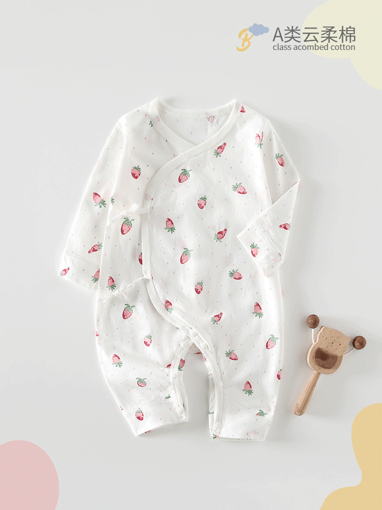 安陽子供服夏の薄いタイプの骨なしa類の純綿の赤ちゃんの蝶々とした服の赤ちゃんの純綿の連体服