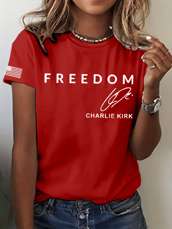 Charlie Kirk自由T恤时尚男/女原宿美学字母3D印花T恤中性高品质|undefined