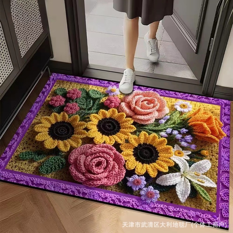 新型3d立体花珪藻泥じゅうたん異形花卉吸水速乾性フロアマット汚れ耐摩耗性フロアマット|undefined