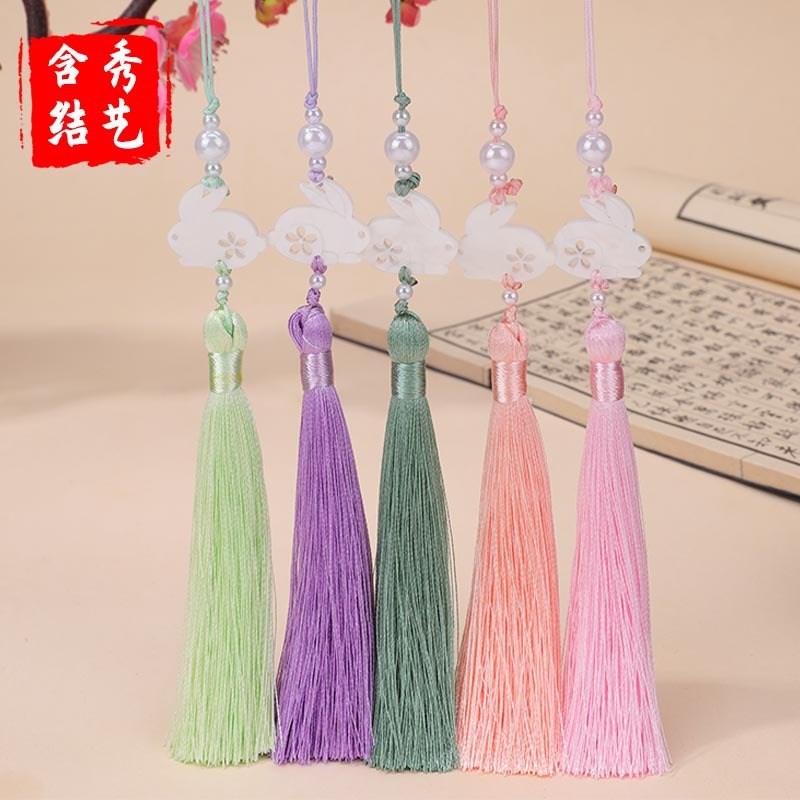 中秋节醋酸白玉兔子流苏流苏吊坠古风汉服旗袍腰佩压襟服装辅料|undefined