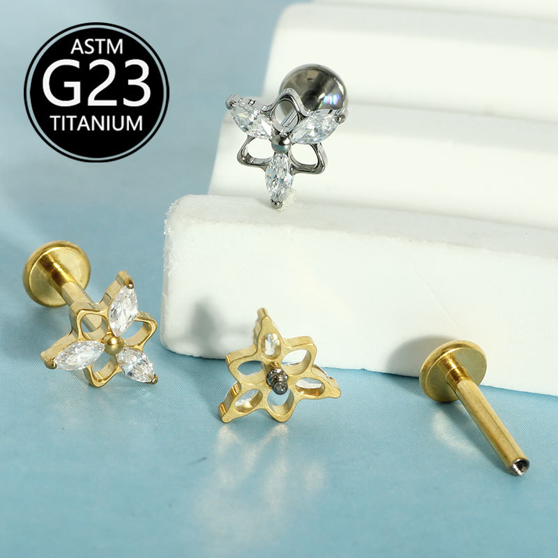 Pointed titanium steel lip stud product view